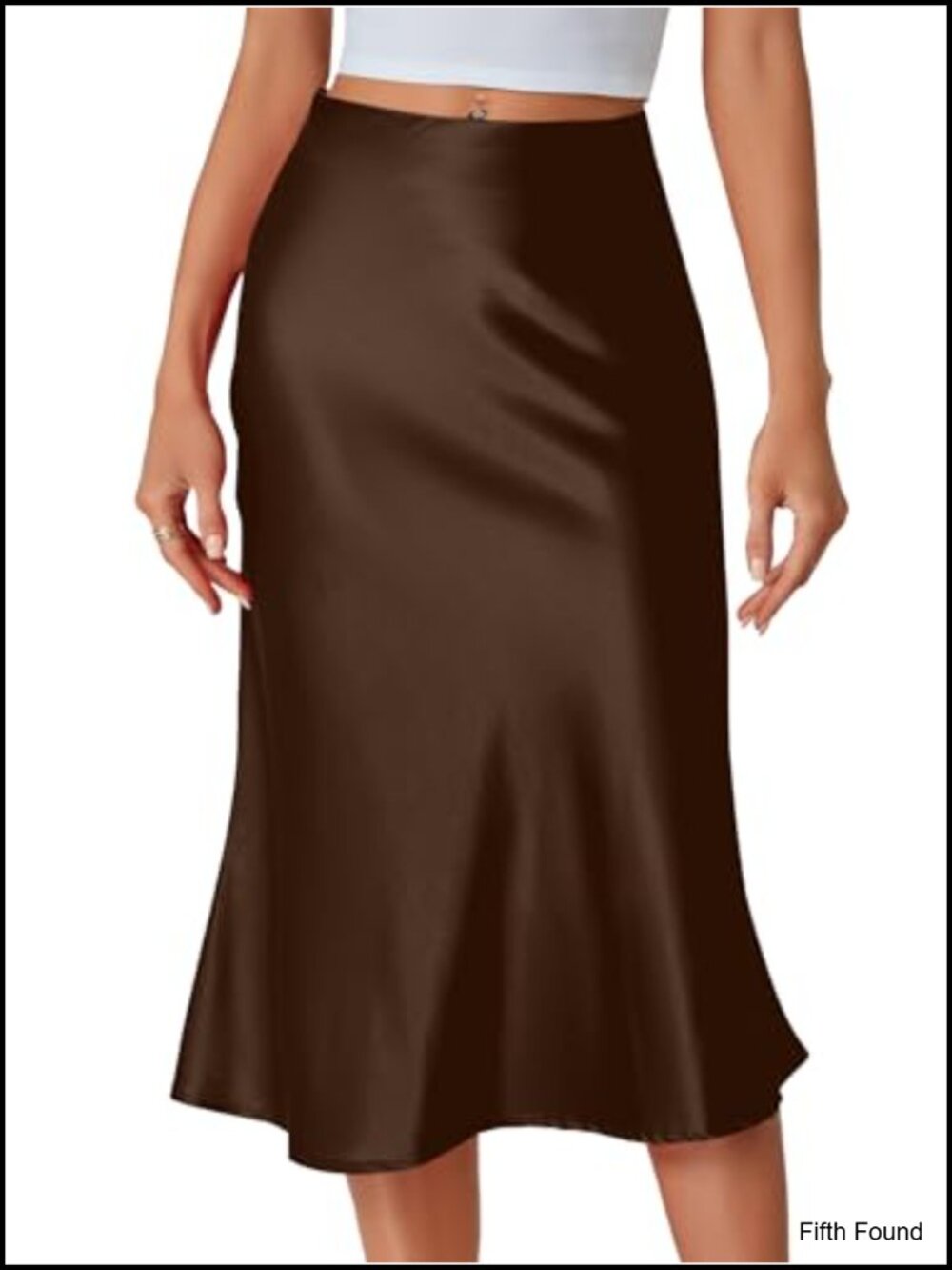 Satin High Waist Flowy Midi A-Line Skirt for Work